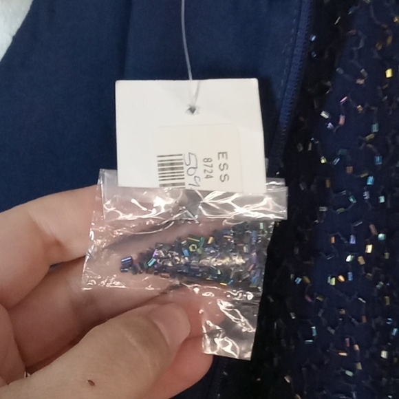 Lawrence Kazar beaded silk/polyester women's dress blue size large - Picture 8 of 11